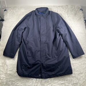 Lands End Trench Rain Jacket Mens XL Durable Navy Heavy Weight‎ Over Coat Lined